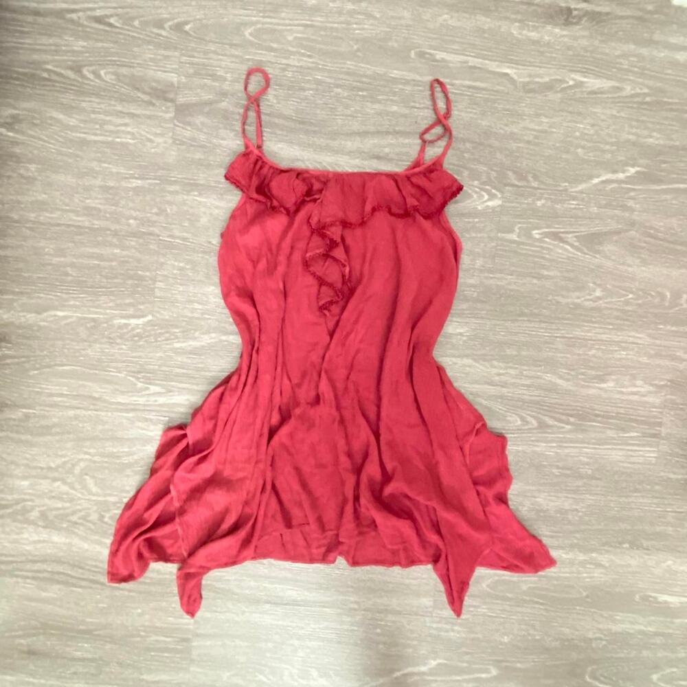 Whimsical fairycore burgundy boho ruffled dress